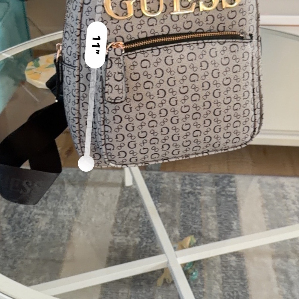 GUESS Black and Gold Patterned Backpack - Picture 5 of 7